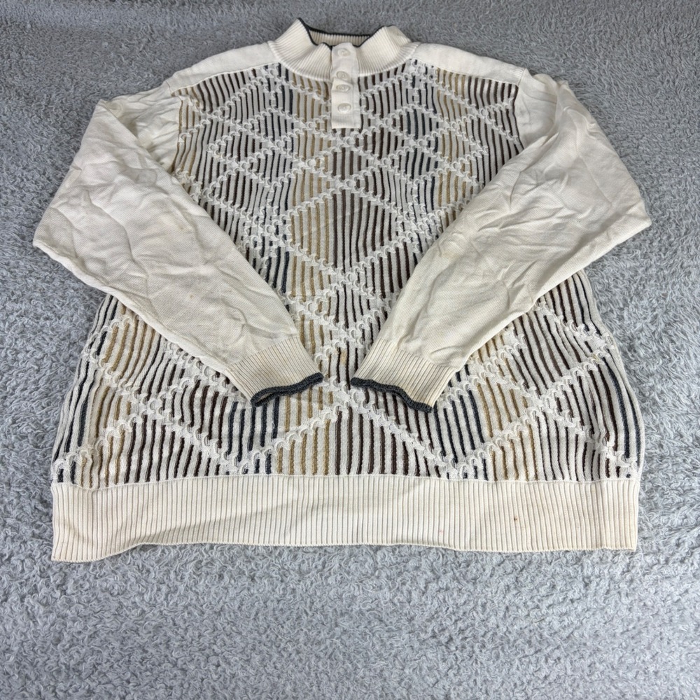 Steve Harvey Celebrity Edition Mens XXL Cream Geometric Knit Mock Neck Sweater - Picture 1 of 9